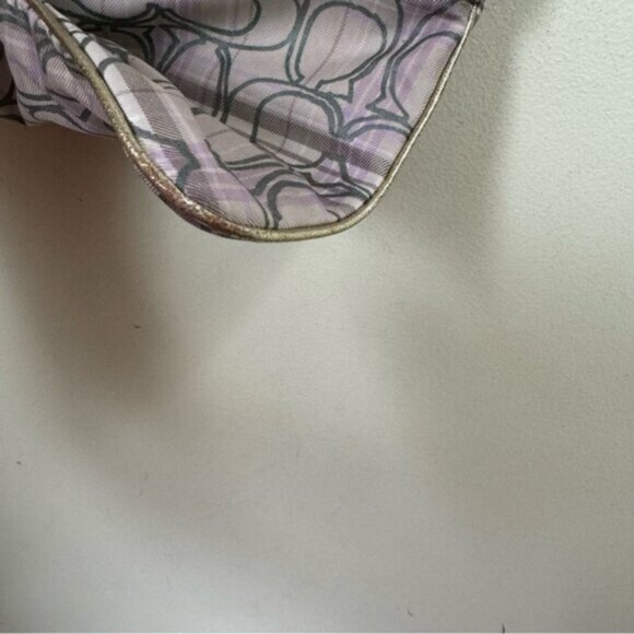 Coach CC Small Crossbody Shoulder Bag Fabric Check Metallic Leather Zip Pocket - Picture 7 of 16